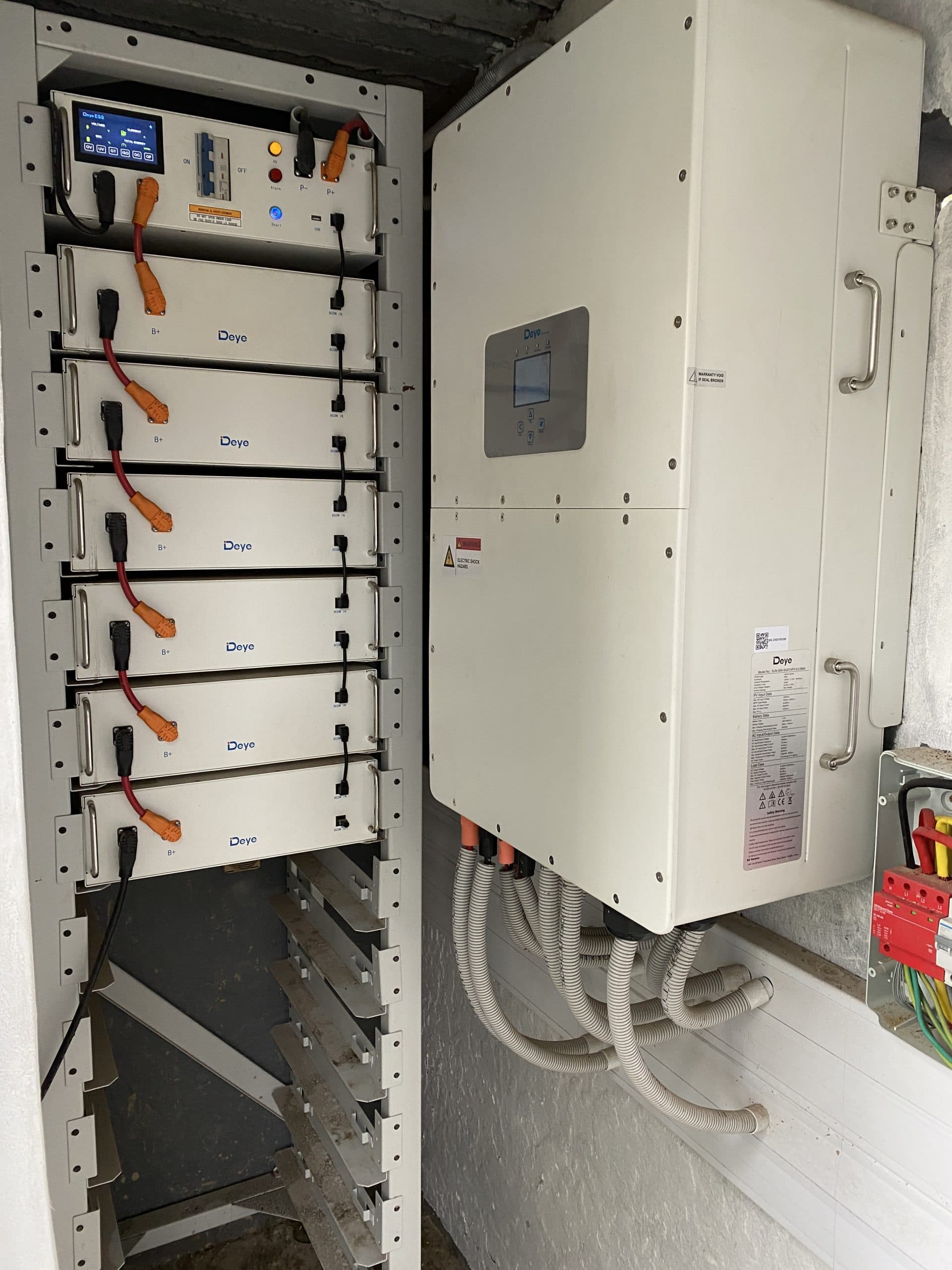 Solar inverter and battery installation.